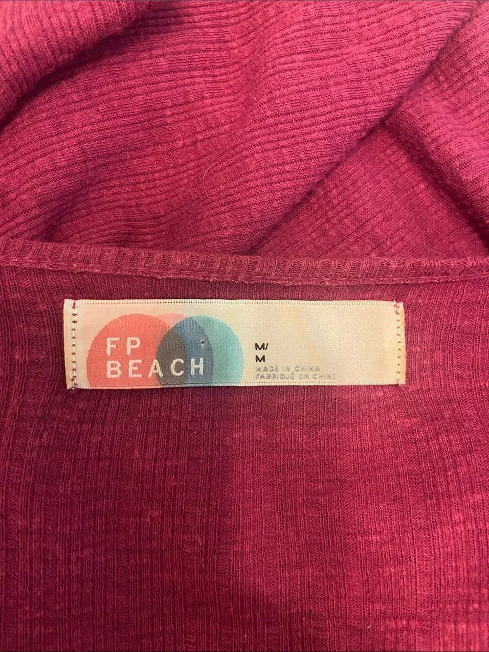 Free People Beach Burgundy Ruffled Long Sleeve Mini Dress Size Medium